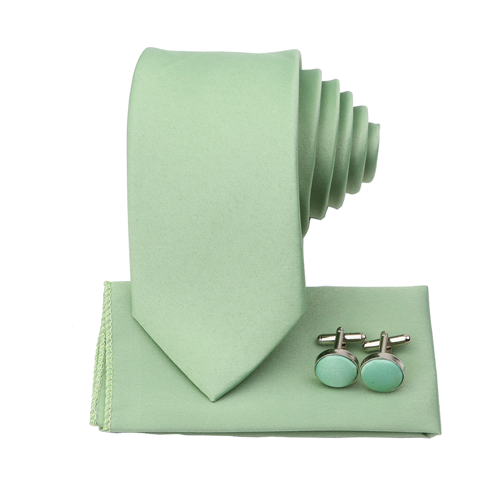 Heren Kleurrijke Polyester Stropdas Bowtie Cufflink Broche Set Salie Groene Roze Stropdassen Zakelijke Bruiloft Shirt Accessoires Cadeau: Oranje