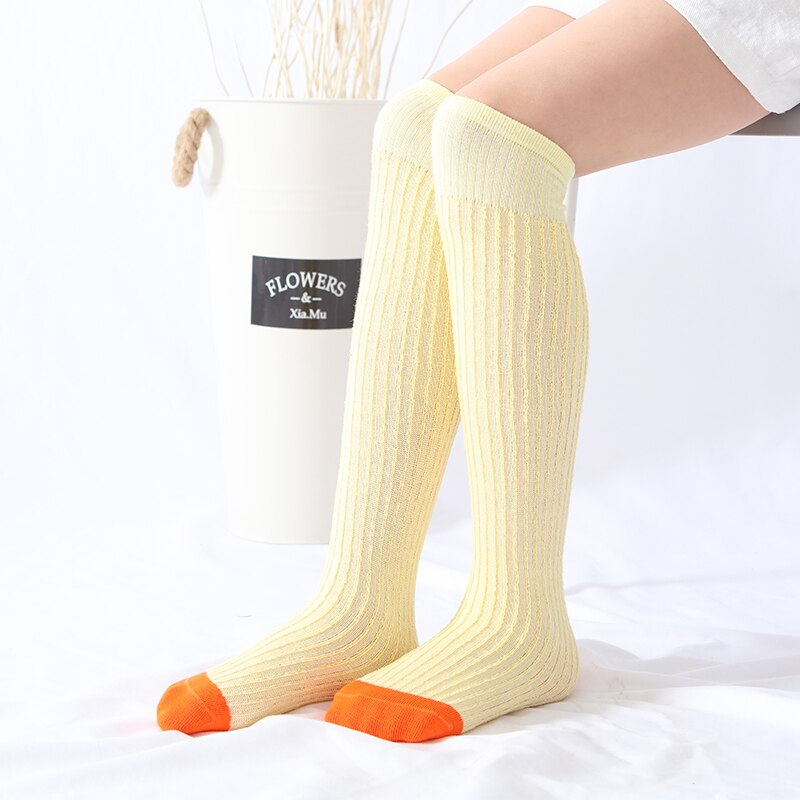 3-12Y Baby Meisjes Kniekousen Contrasterende Golven Kids Over Knie Sokken Lange Lente Sokken Voor Prinses Kind