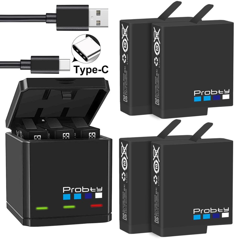 Probty d'origine pour GoPro hero 7 hero 6 hero 5 Batteries noires et chargeur Triple pour GoPro hero 7/6/5 accessoires de batterie noir: 4battery withcharger