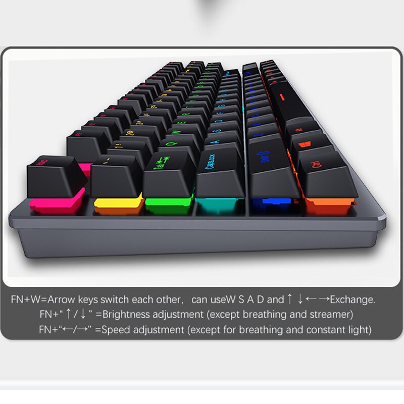 Wired Gaming Mechanical Keyboard 87 Keys Blue Switch RGB Lights Adjustable Ergonomics USB Keyboard For Gamer Laptop PC