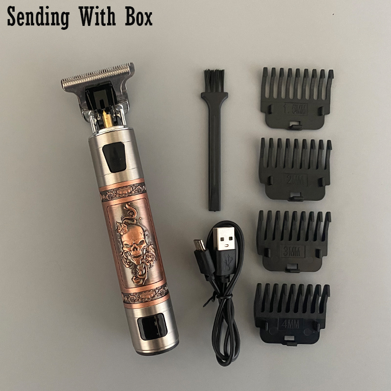 barber 2022 Clipper Trimmer Scheerapparaat Voor Mannen 110V-220V Oplaadbare Draak Haar Snijmachine Vintage T9 tondeuse maszynka do wlosow traş makinesi: red skull LCD