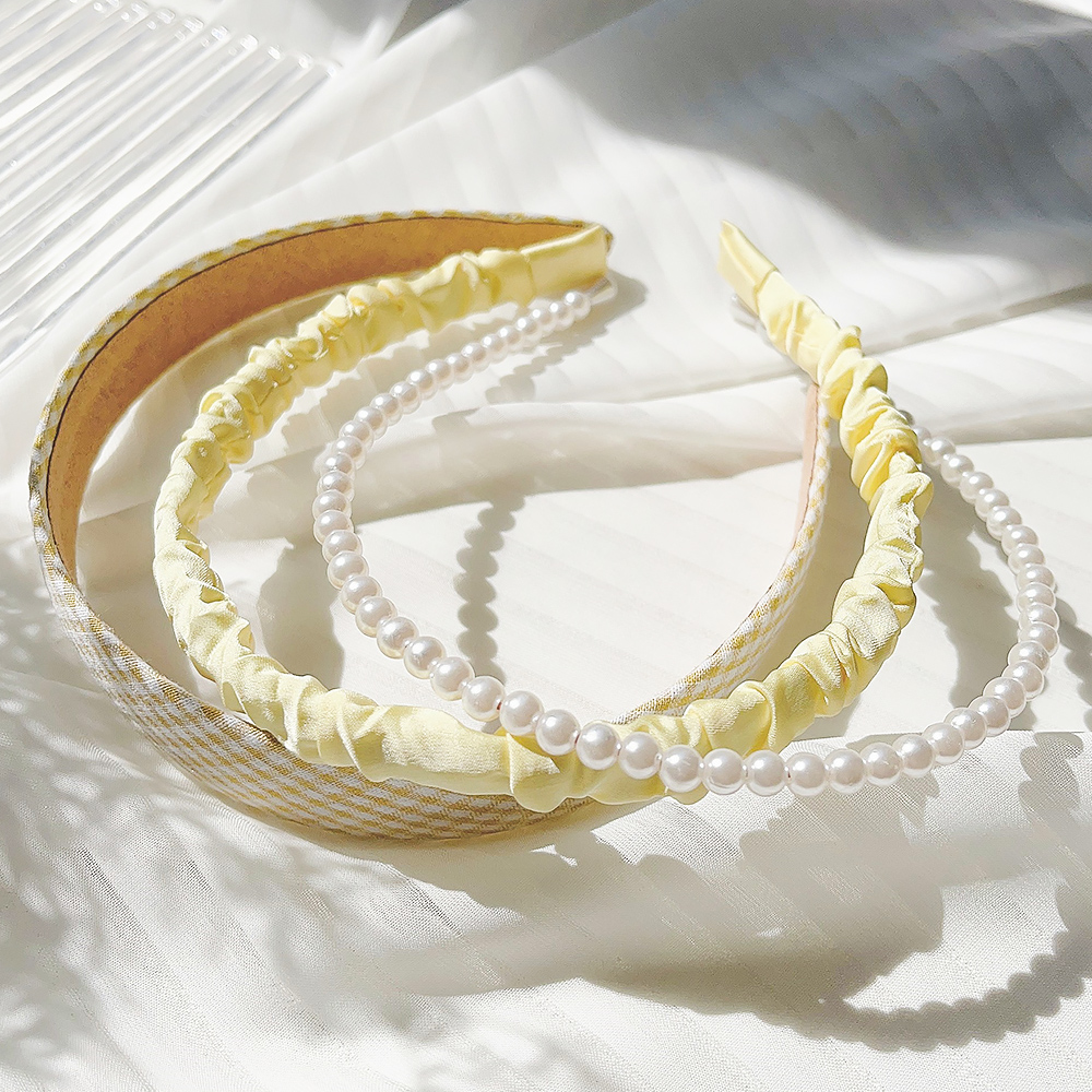 3 unids/set mujer bandas para el cabello de tela tocado diadema de perlas diadema para niñas aro para el cabello accesorios para el cabello femenino