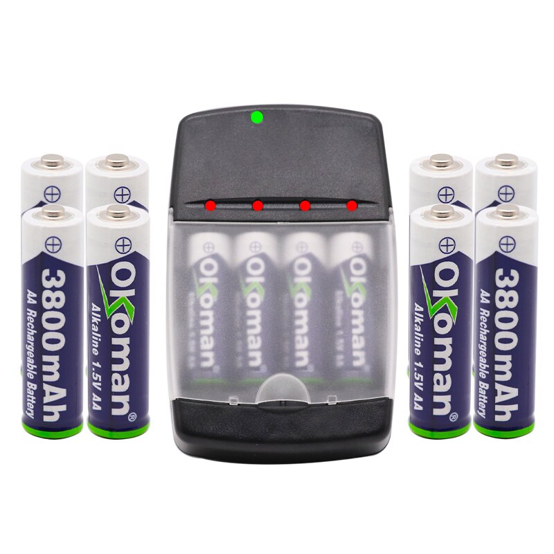 AA 3800mah 1.5V alkaline rechargeable battery for LED light electric toy battery and four-slot alkaline battery charger
