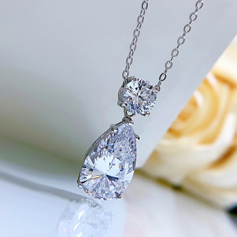 Oevas 100% 925 sterling silber wasser hochkohlenstoff diamant anhänger halskette ohrringe für damen funkelnder feiner schmuck