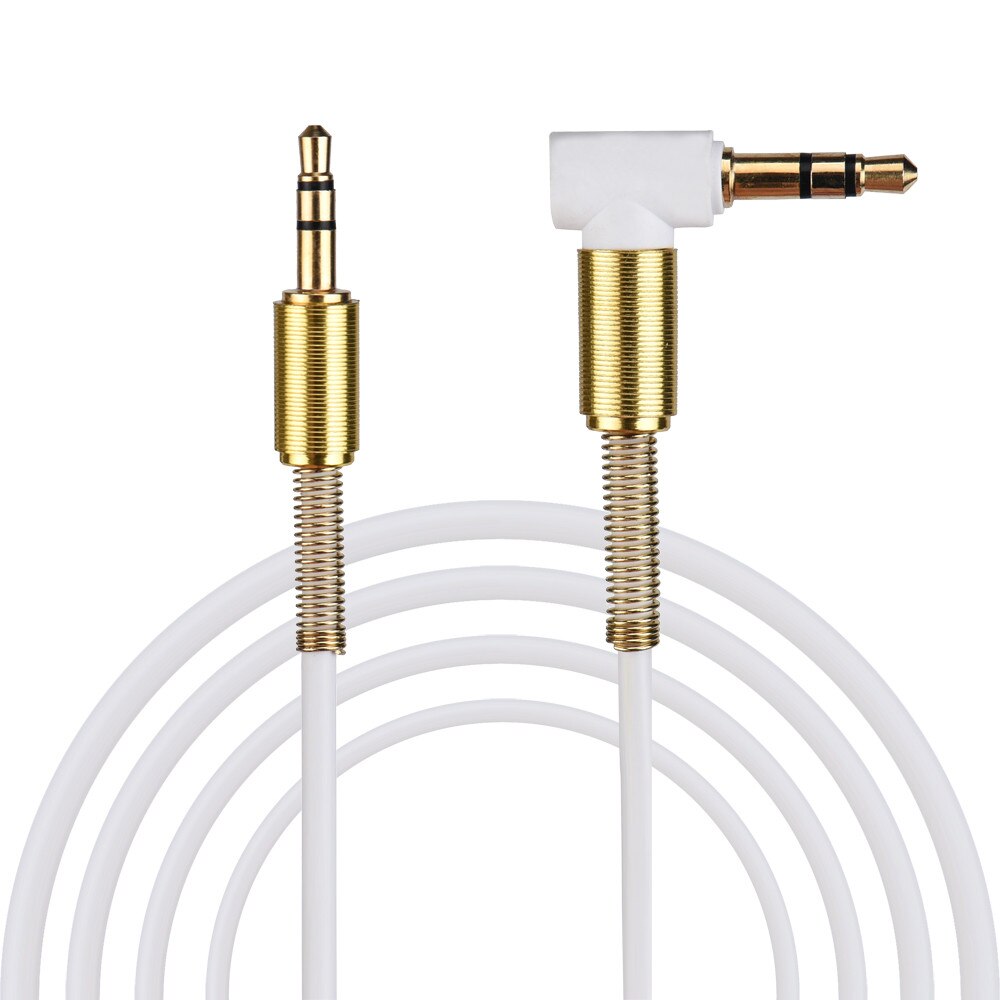 1M 3.5Mm Jack Audio Kabel Male Naar Male 90 Graden Haakse Aux Kabel: WHITE