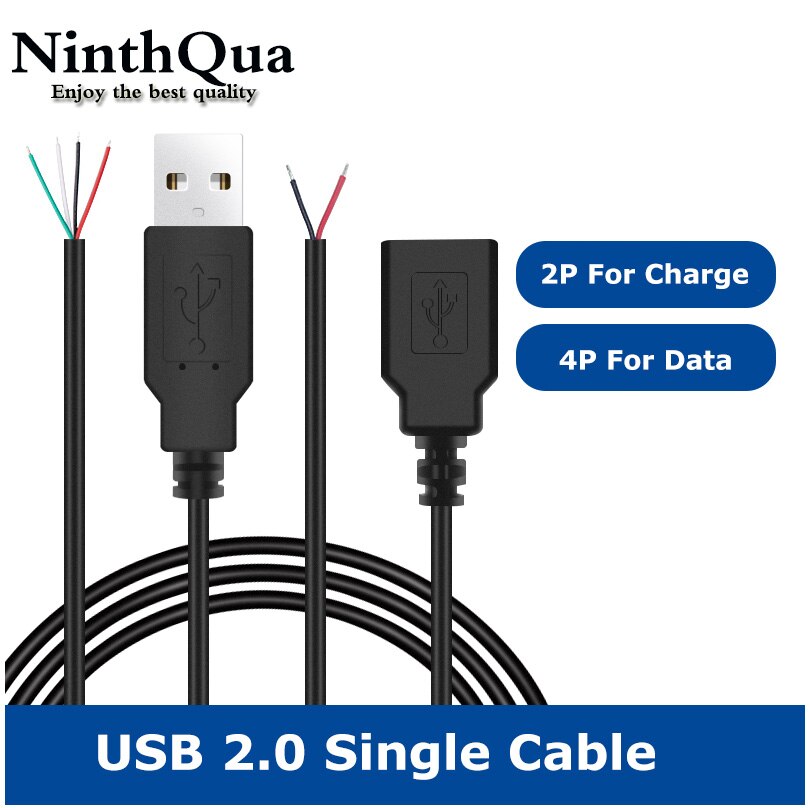Cable de fuente de alimentación de 30cm, 2 pines, USB 2,0, hembra, macho, 4 pines, cargador, Conector de extensión, línea de 5V, DIY, 1 ud.