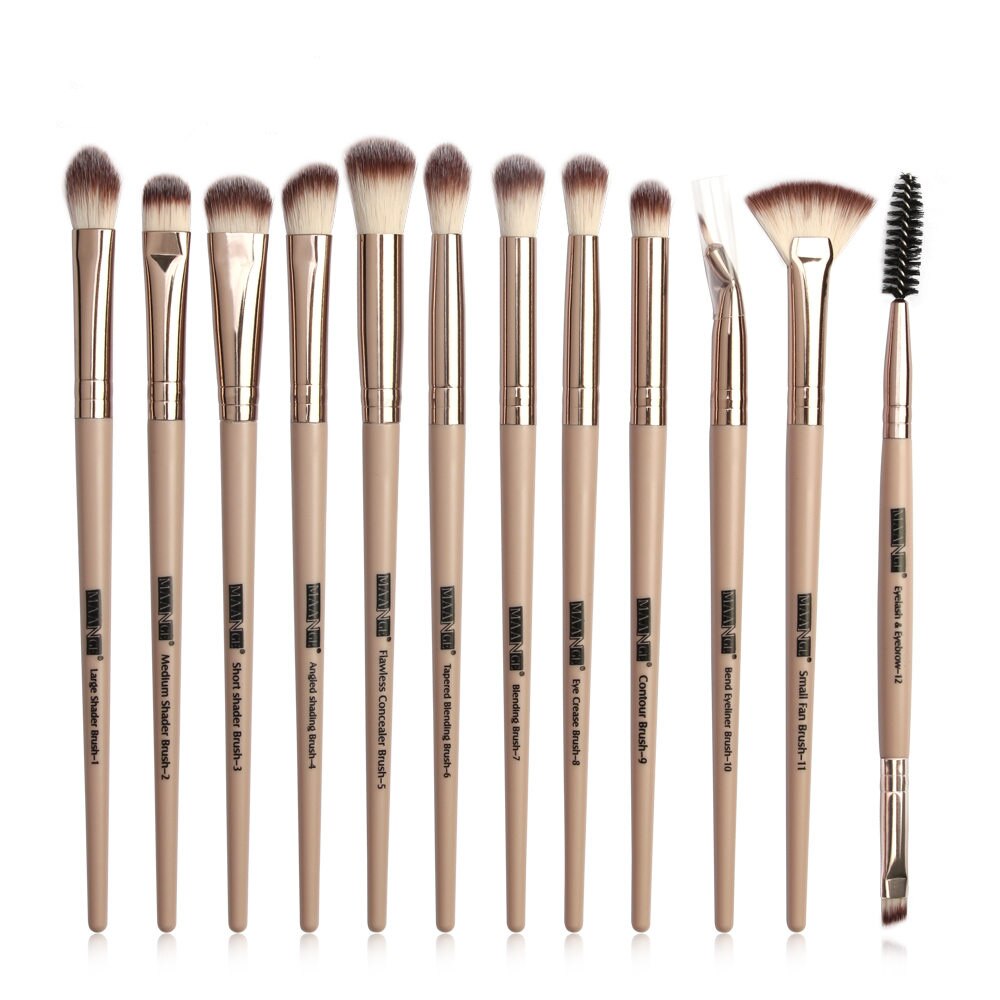 12 Stks/partij Make-Up Kwasten Set Professionele Make-Up Kwasten Set Oogschaduw Blending Eyeliner Wimper Wenkbrauw Borstel Voor Make-Up Tool: Skin Color