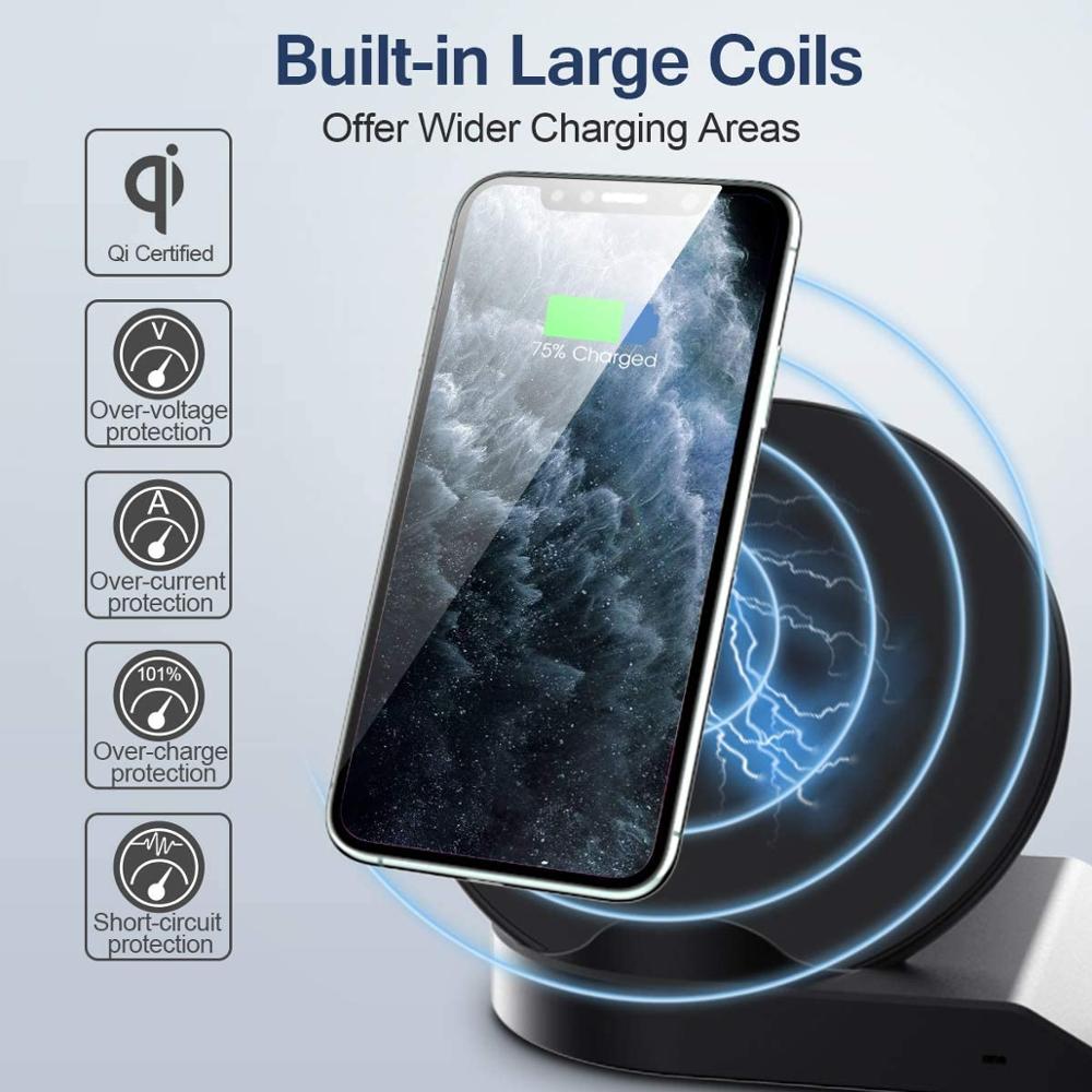 3 W 1 10W Qi szybka bezprzewodowa ładowarka stojak uchwyt dok dla jabłko iPhone 8 Xs Max XR zegarek Airpods dla Samsung S10 S9 S8