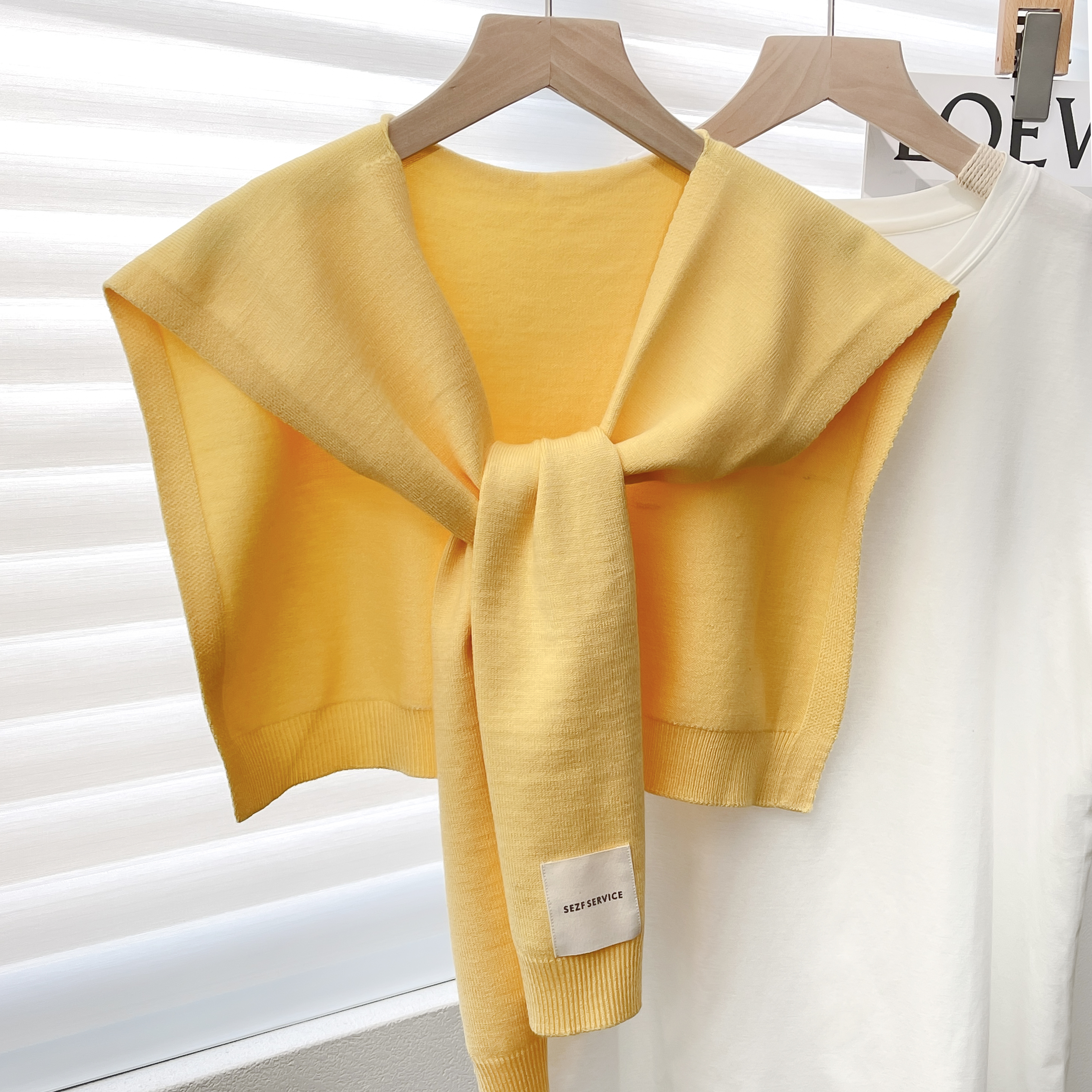 Bufanda chal de punto de Color liso para mujer, capas de otoño e invierno con camisas, ropa de invierno a la , bufandas decorativas para mujer: YELLOW