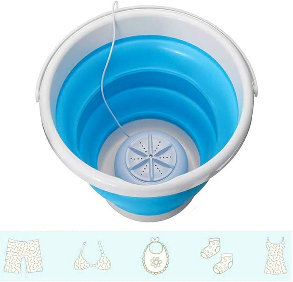 Mini Turbo Washing Machine With Foldable Tub Portable Personal Rotating Ultrasonic Turbines Washer USB Convenient Laundry Washer