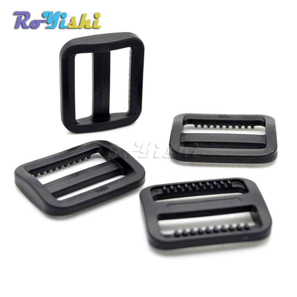 10pcs/pack 1" Black Plastic Slider Tri Glide Adjustable Buckles Webbing Size 25mm