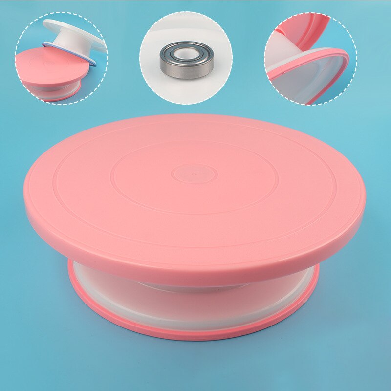 Pp Plastic Roterende Plaat Voor Cake Ingebouwde Lager Revolving Spinning Ronde Cake Stand Cupcake Draaitafel Draaitafel Gereedschap