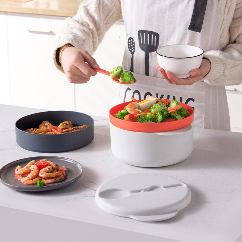 Microwave Steamed Vegetable Container Four-in-one Steaming Box Rice Cooker Heated Multi-layer Steamer Steamer Rice Steamer