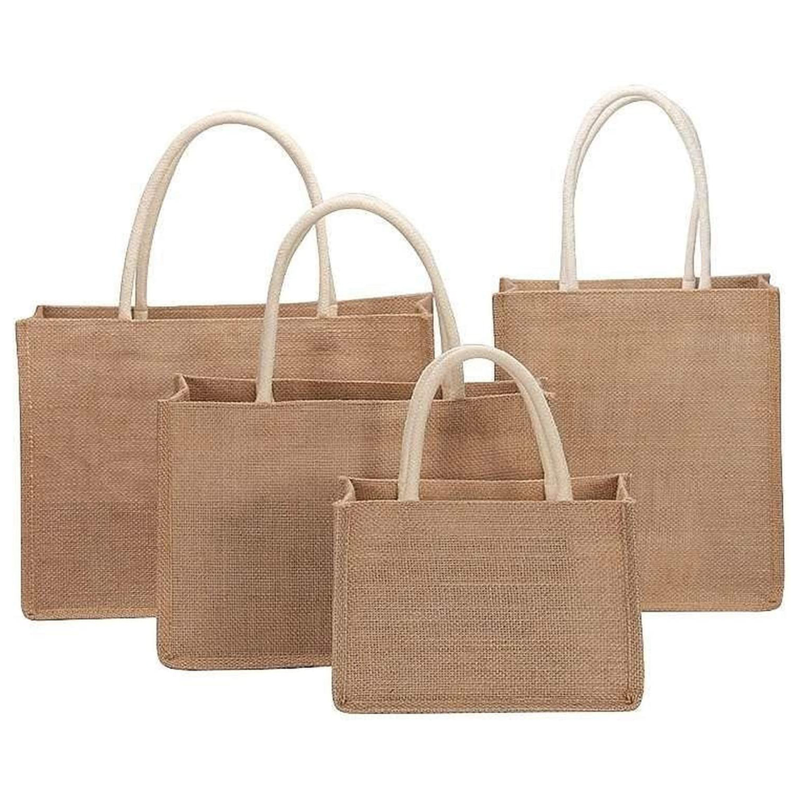 Bolsas de arpillera en blanco, bolso de compras de playa de yute, bolsas de reutilizables vintage con asa para manualidades de comestibles, fiestas de cumpleaños