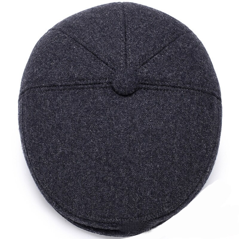 Béret casquettes pour hommes automne hiver chapeaux papa aîné homme béret plat casquette père grand-père hiver oreillette casquette chapeaux avec rabat d'oreille