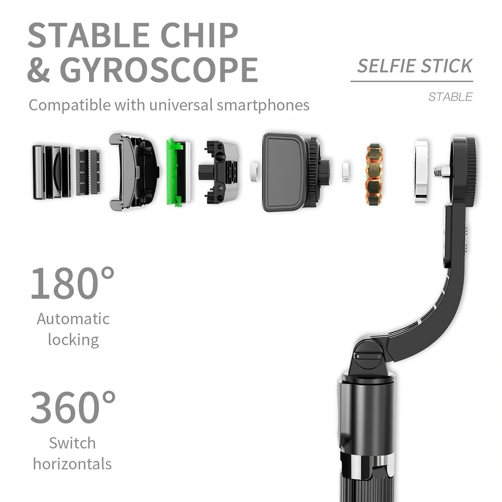 Del telefono mobile stabilizzato selfie bastone anti-scuotere handheld gimbal video stabilizzatore di ripresa Giroscopio L08 treppiede selfie bastone