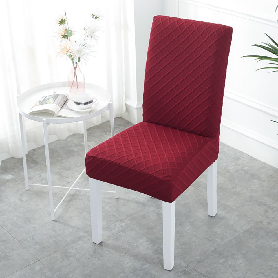 Housse de chaise élastique en tissu à Double couche | Couvre-chaise extensible pour la cuisine/mariage, housse de chaise en Spandex avec dossier pour salle à manger: Wine red / Low-backed 43-51cm