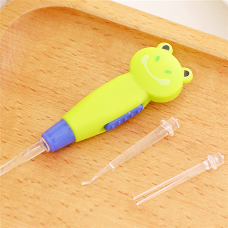 Oor Lepel Reiniging Met Led Verlichting Leuke Cartoon Dier Afneembare Oorsmeer Remover Tool Veiligheid Cleaner Lepel Voor Kinderen Gezondheid