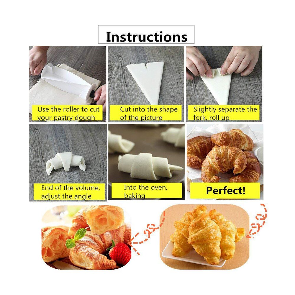Useful rolling pin Multifunction Plastic Rolling Cutter Croissant Bread Pastry Kitchen Baking Tools