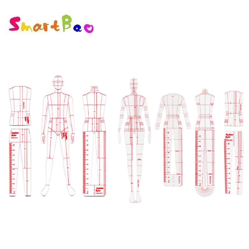 Male Ruler Garment Effect Style Men Drawing Template Ruler Original Model 25cm Height: Men add Women A