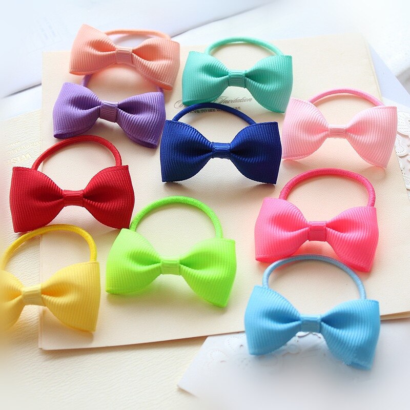 10 pz/lotto Mini corda per capelli carino fiocco fiocco neonata elastico per capelli elastici anello per bambini cravatte per capelli Scrunchies ornamenti: Default Title