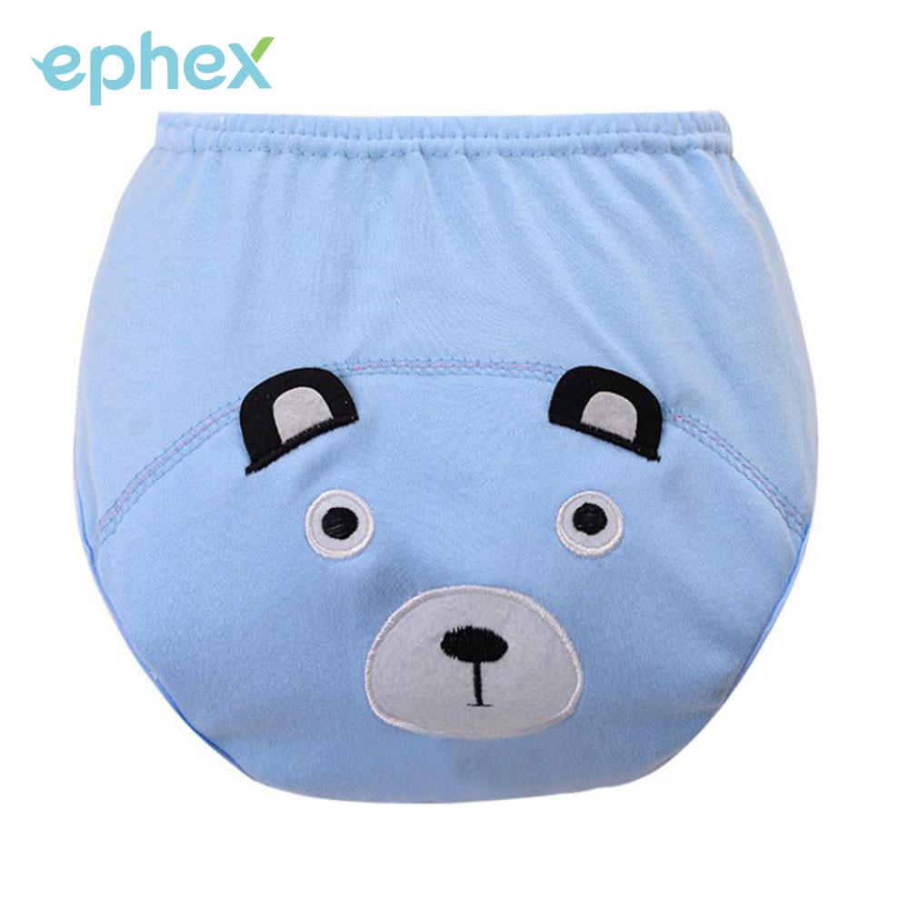 Ephex behageligt vaskbart undertøj baby træningsbukser lækagesikker and / hund / kanin / bjørn åndbar bomuld diape karton: Blå bjørn