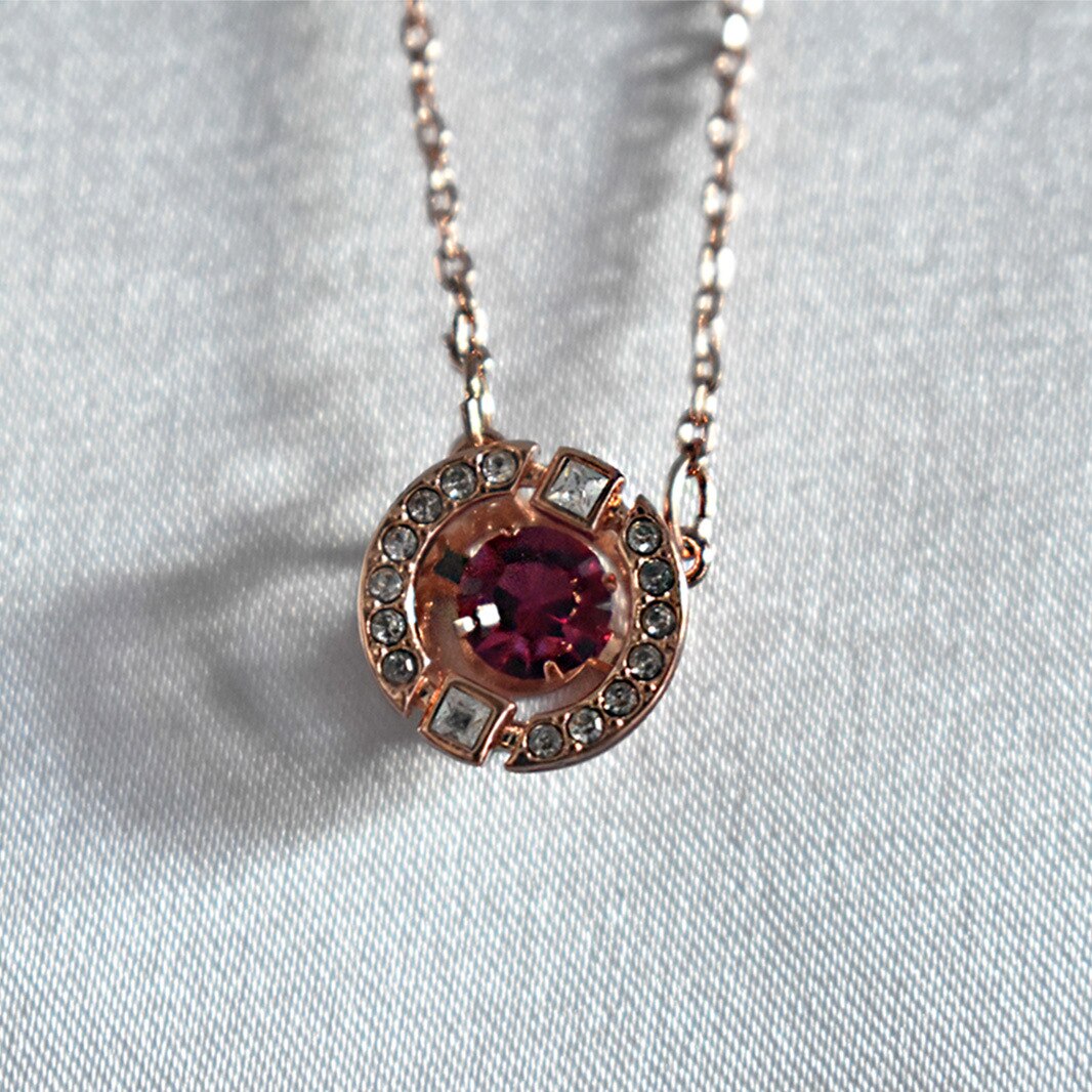 femmes battant coeur collier amoureux saint valentin collier ras du cou bijoux: Rose Gold Red Diamond