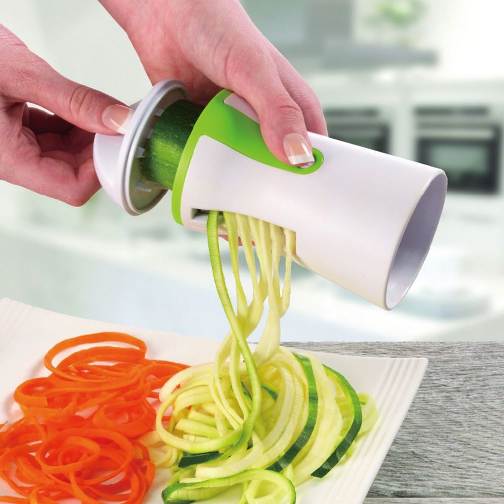 Vegetable Spiralizer Twister Fruit Slicer Grater Handheld Spiral Cutter Kitchen Cooking Tools for Potatoes Zucchini Spaghetti: green-white