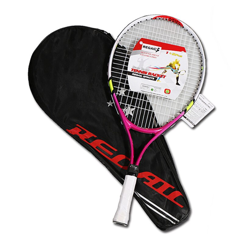 High Kids Junior Children Sports Tennis Racket Aluminum Alloy PU Handle Tennis Racket Chidlren Beginners with Carry Bag: Red