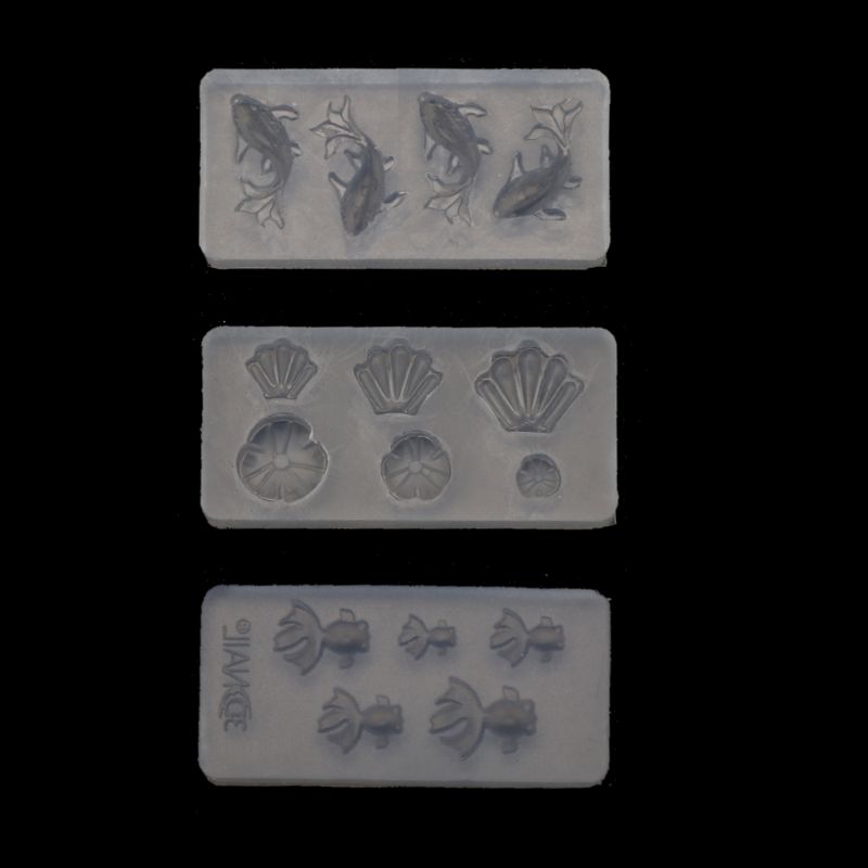 3 pcs Mini taille poisson rouge Lotus feuille boucles d'oreilles eau Dag bricolage résine bijoux moule Kit