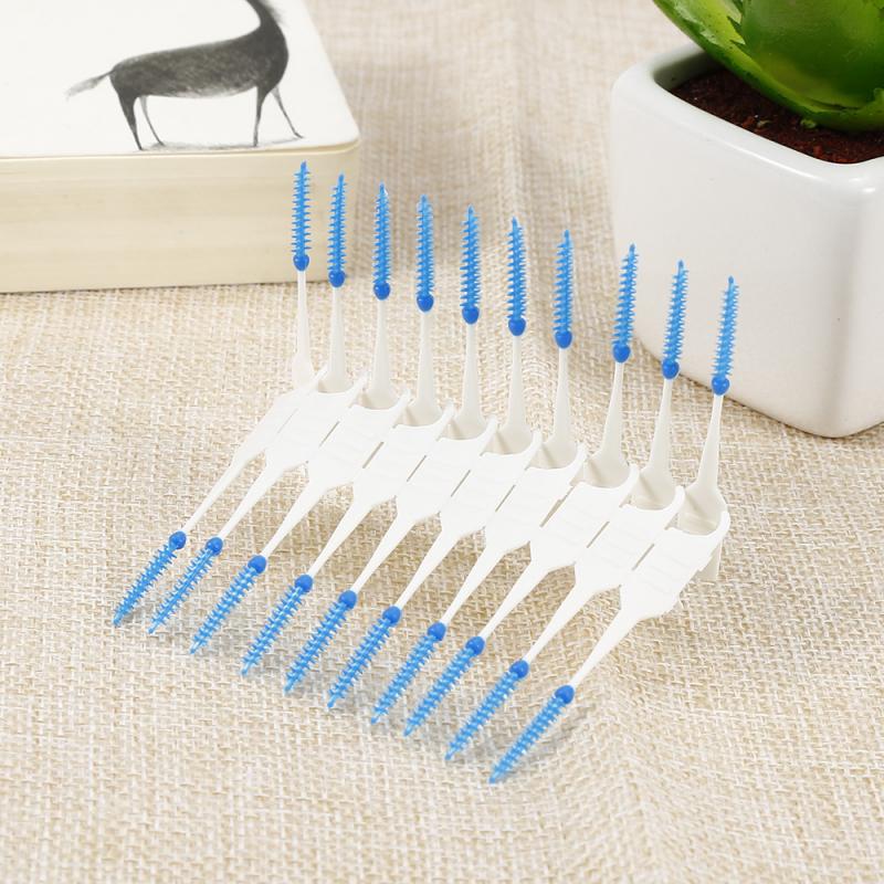 120Pcs Tand Flossen Head Zachte Siliconen Tand Picks Double-Ended Tandenstoker Floss Inter Borstel Tanden Stick Hygiëne Gereedschap