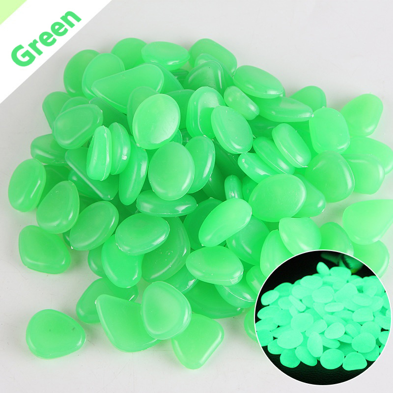 50PCS/lot Glow in the dark pebbles for garden decoration patio luminous stones for aquarium garden ornaments Fish Tank rock: green