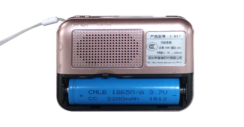 Radio portátil recargable MP3 Radio ReceiverFM con batería 18650 compatible con memoria Flash USB tarjeta TF reproductor de MP3 archivos de música