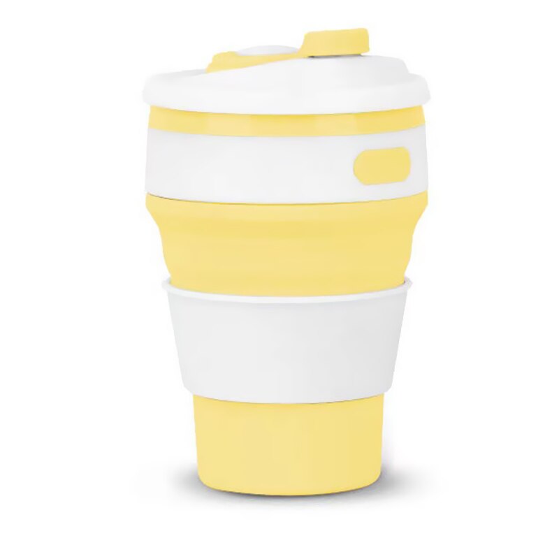 Draagbare Siliconen Cup Vouwen Siliconen Telescopische Drinken Inklapbare Koffie Cup Opvouwbare Silica Mok Koffie Cups: yellow