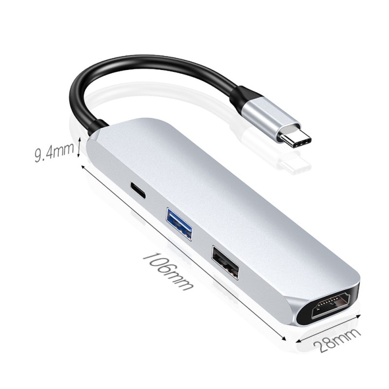 4 in 1 Typ C Hub USB 3.0 5Gbps 4K HD Klar HDMI PD Schnelle Ladung Konverter Adapter