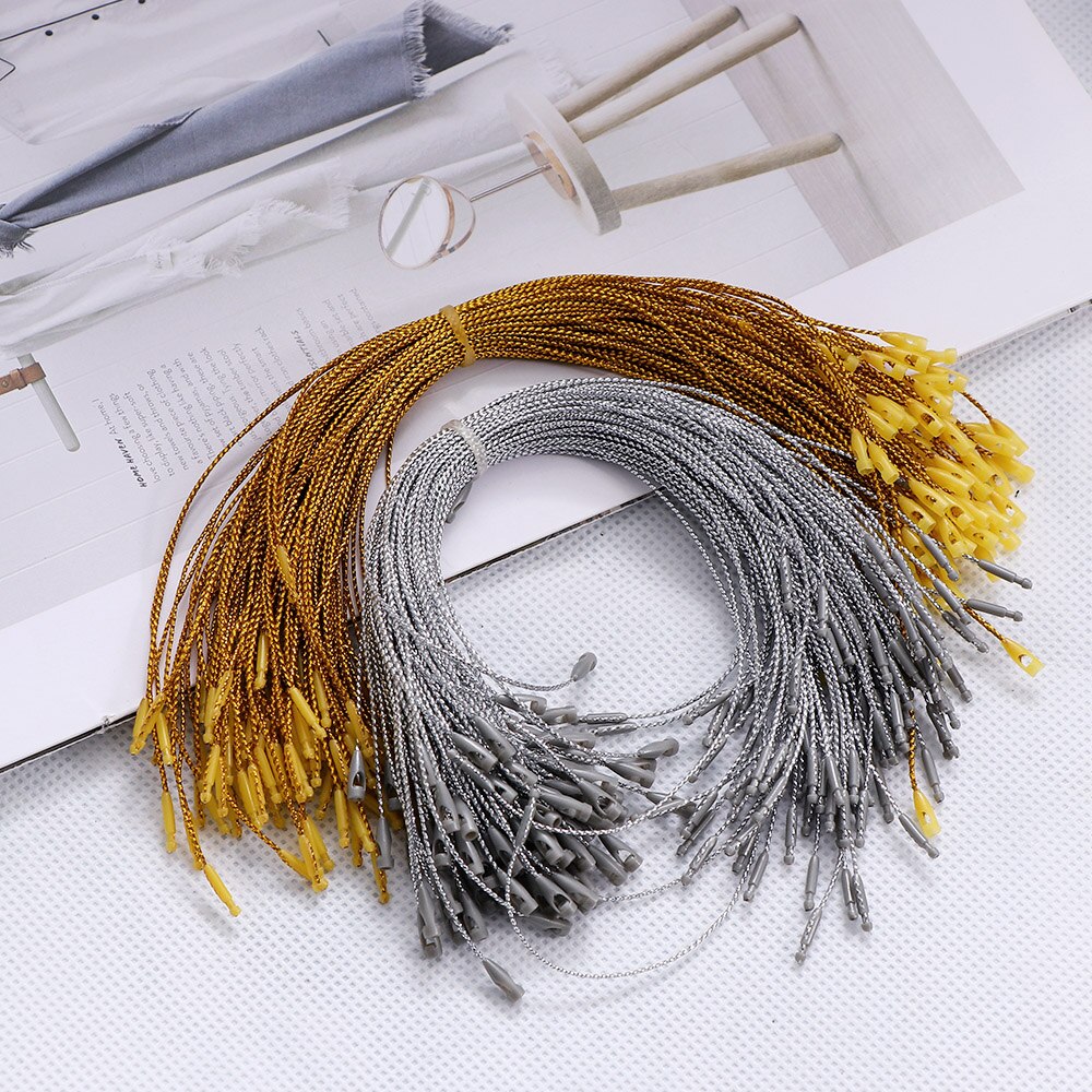 Cuerda para etiquetas de ropa, cordones de colores dorados y plateados, tabletas colgantes para bolsas de ropa, tarjetas, accesorios para etiquetas de ropa DIY, 1000 Uds.