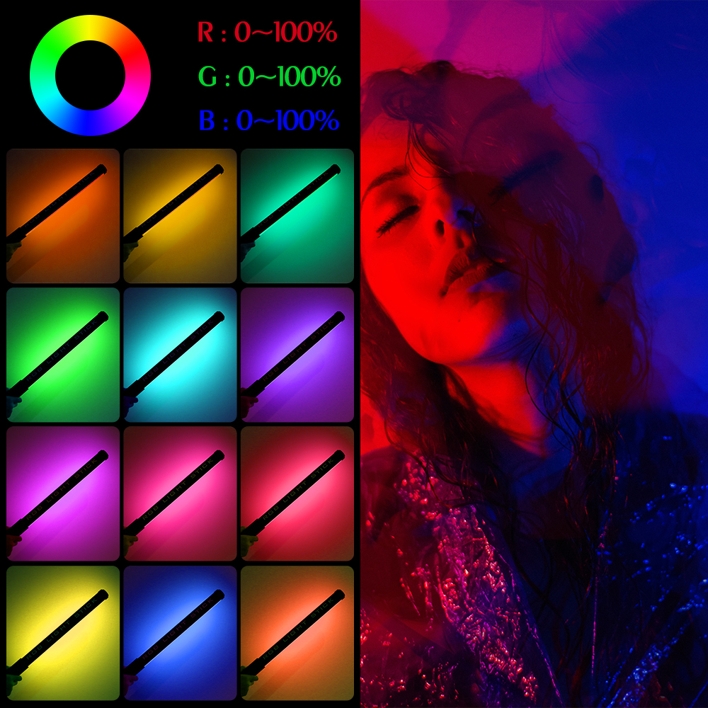 RGB Colorful LED Stick Fill Light Handheld 3000K-6000K LED Flash Light stick Speedlight Photographic Lighting