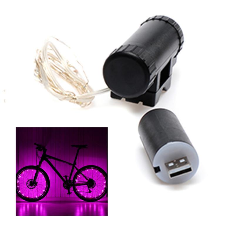 Bike Light LED USB Rechargeable 6 Colors Waterproof Bicycle Wheel Spokes Lights Cycling Rim Wheel Flash Spoke Bicycle Lights: pink with USB