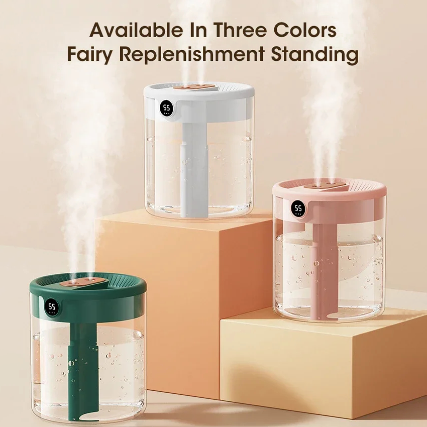 Xiaomi-humidificador de pulverización Dual de 2L, luz nocturna Digital, enchufe USB, gran capacidad, Nano niebla fina, dispositivo de Humidificación de aire para el hogar y el coche