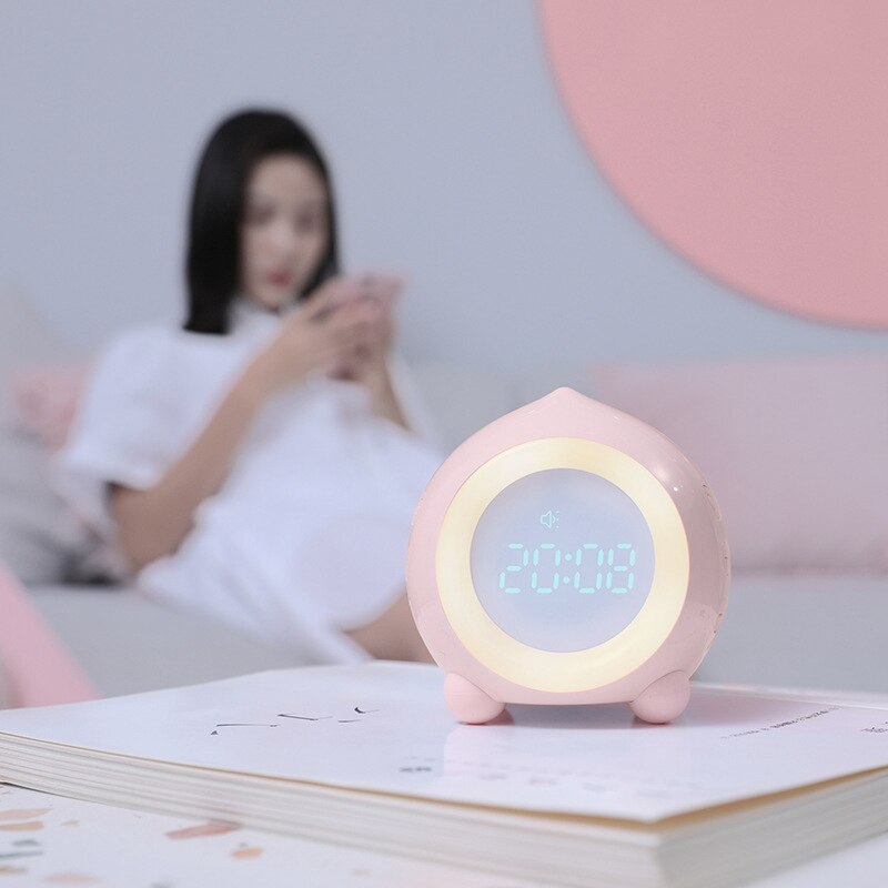 -Wake Up Light Kids Smart Alarm Clock Bluetooth Function 7 Colors Changing Bedroom Led Digital Display Table Clock