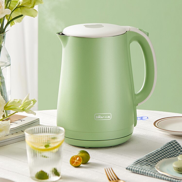 1.7L 304 Roestvrij Waterkoker Meter Huishouden Quick Verwarming Kokend Thee Pot Koffie 1800W Groene Beer ZDH-C17E1