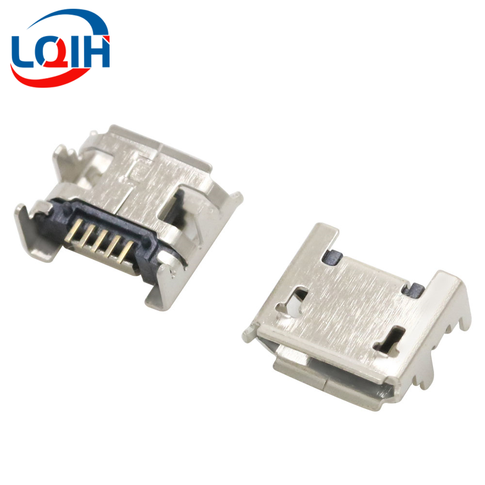 Conector Micro USB 2 de 5 pines, conector hembra DIP SMD para teléfono, tabletas, altavoces, etc., puerto de carga, enchufe de alimentación v8, 10 Uds.: Marfíl