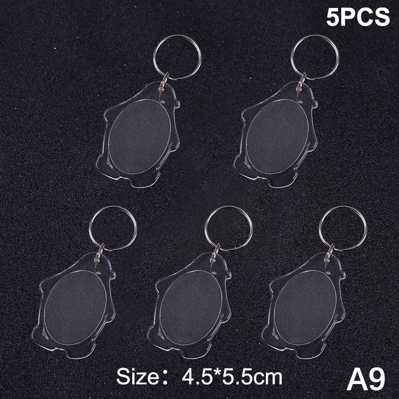 5pcs Blank Photo Frame Keychain Clear Acrylic Keyring Insert Photo Split Key Pendant DIY Key Holder Couple Anniversary: Pink