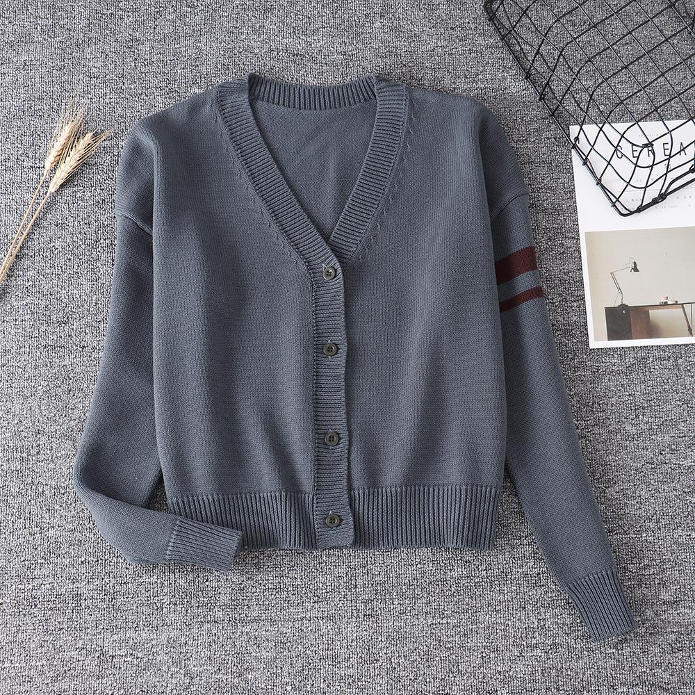 Sl efterår kvinders sweater strikvarer rød blød søster dejlige søde tegneserie japansk korea jk teenagere piger søde sweater cardigans: Lyseblå / S