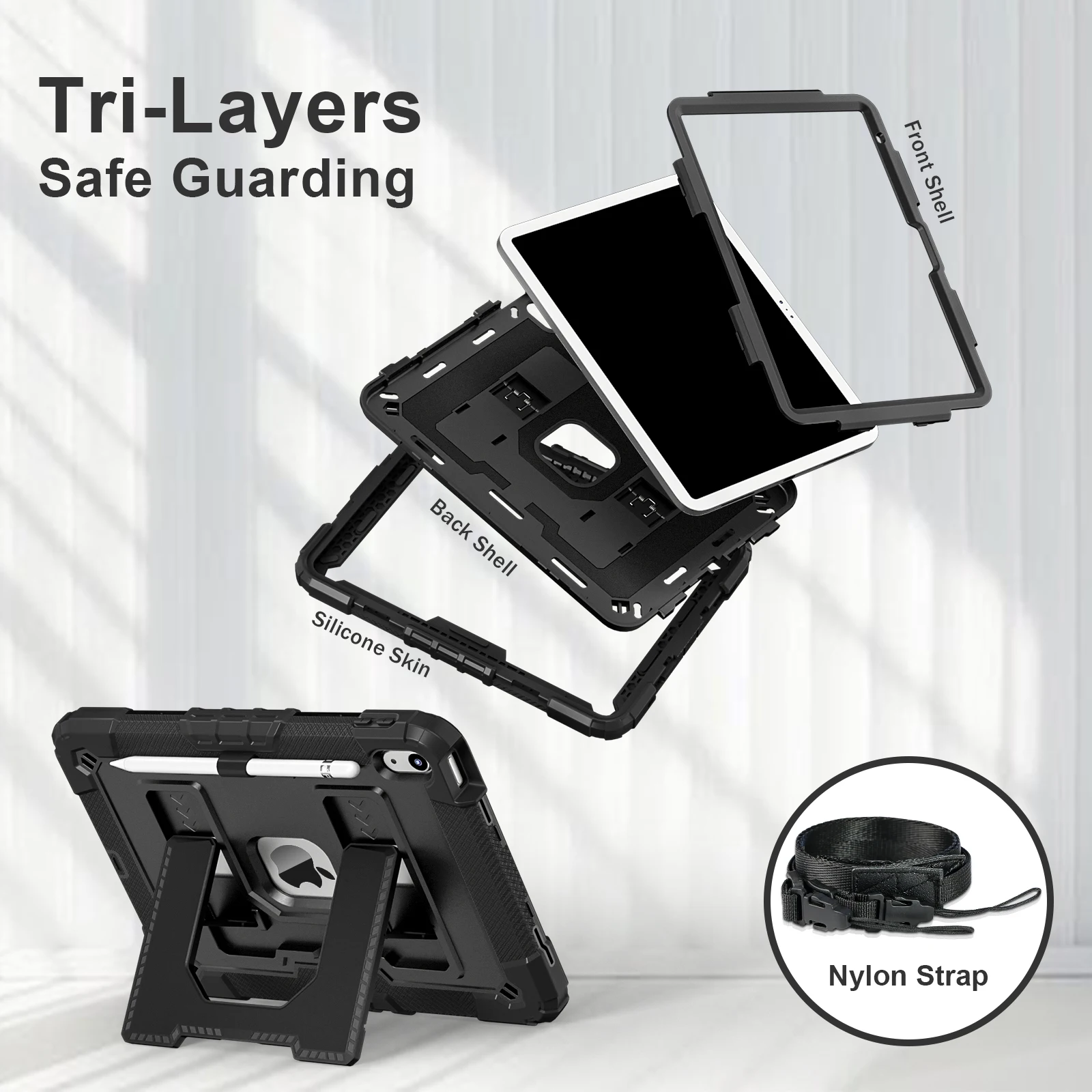 Tablet Case for IPad 11 11th A16 10th Gen Air 4 5 10.9 Pro Air 11 Mini 6 7 Kids Stand Shockproof Protect Rugged Cover
