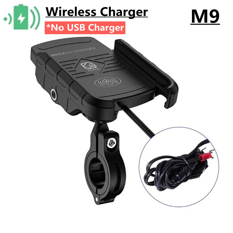 Uchwyt na telefon motocyklowy Szybkie ładowanie bezprzewodowe Szybka ładowarka USB Moto Motocykl Lustro Stojak Wsparcie Uchwyt na kierownicę telefonu komórkowego: YELLOW