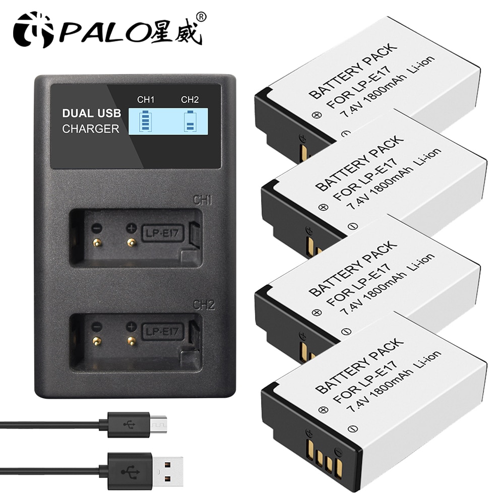 PALO 1-4 pièces LPE17 LP E17 LP-E17 Batterie + usb lpe17 chargeur pour appareil photo Canon EOS 200D M3 M6 750D 760D T6i T6s 800D 8000D Baiser X8i