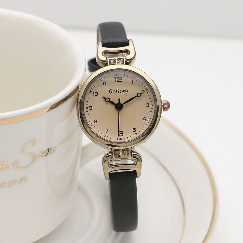 Dameshorloge met dunne riem, digitaal horloge met kleine wijzerplaat: Black