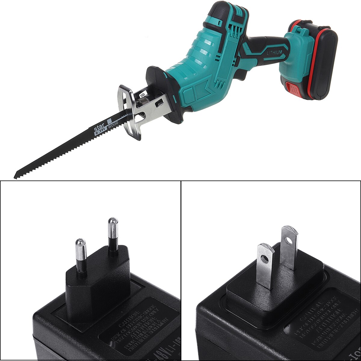 Mini Electric Saw Cordless Reciprocating Saw Woodworking Cutting DIY Power Saws Tool with 4 Saw Blades with 1300mAh Battery