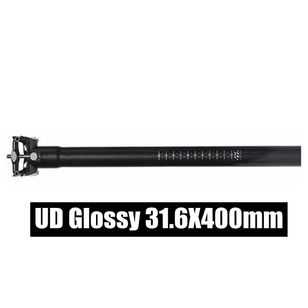 Lätt kolfiber mtb cykelstolpe vägcykelstolpe 31.6/27.2/30.8*350/400mm med titanskruvar och blank: 31.6 x 400mm